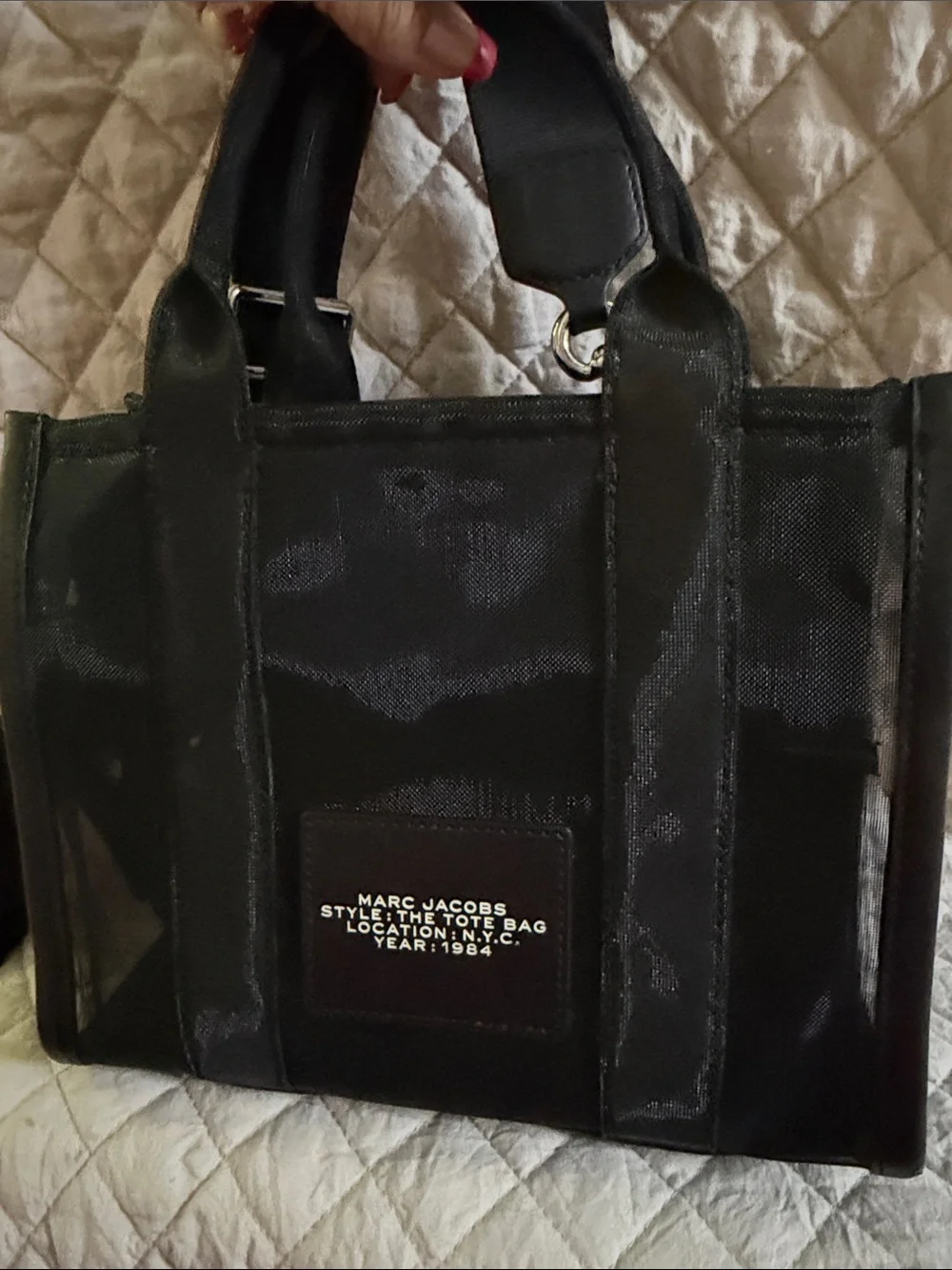 Marc Jacobs Black 'The Tote Bag' Small Nylon Tote with Strap
